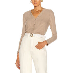 Enza Costa Rib Cropped Tan Cardigan Size XS
